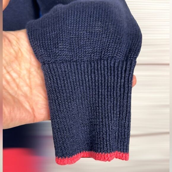 Boden Small Navy Blue Colorblock Linen Knit Casual Crewneck Sweater XS - Picture 7 of 11